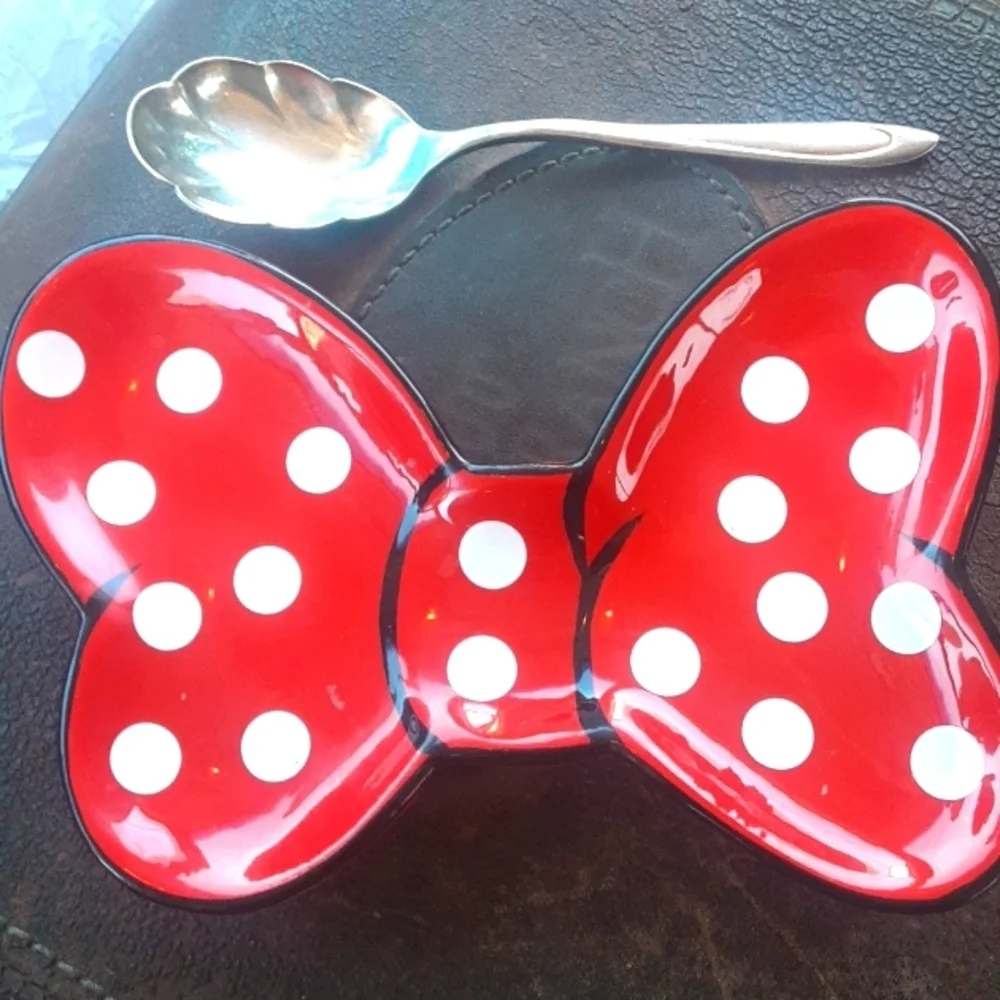 Red Polka Dot Bow Trinket Dish